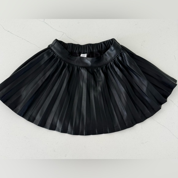 Elastic Waist Leather Pleated Tutu Skirt BabyGap Black Faux